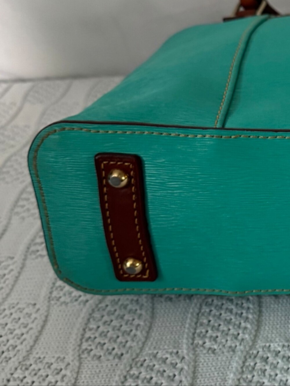 Dooney & Bourke Teal Leather Lexington Tote Bag with Matching Coin Purse EUC - Picture 9 of 13